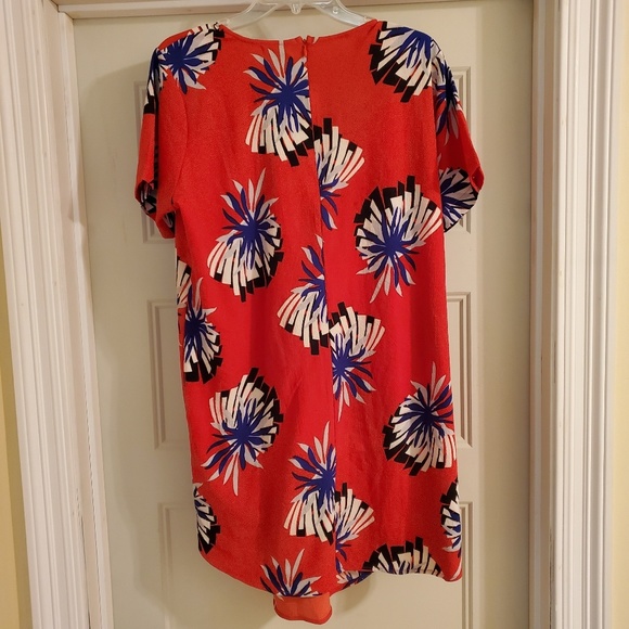 Plus Red Orange Floral Dress Size 14 - Picture 6 of 8